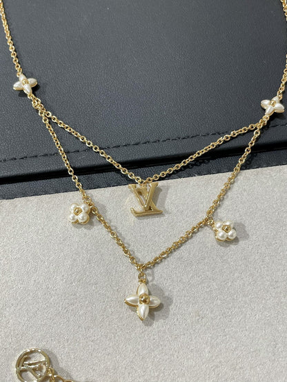 [Dawnora Jewelry]FLOWERGRAM GOLD MOP DOUBLE ROW NECKLACE