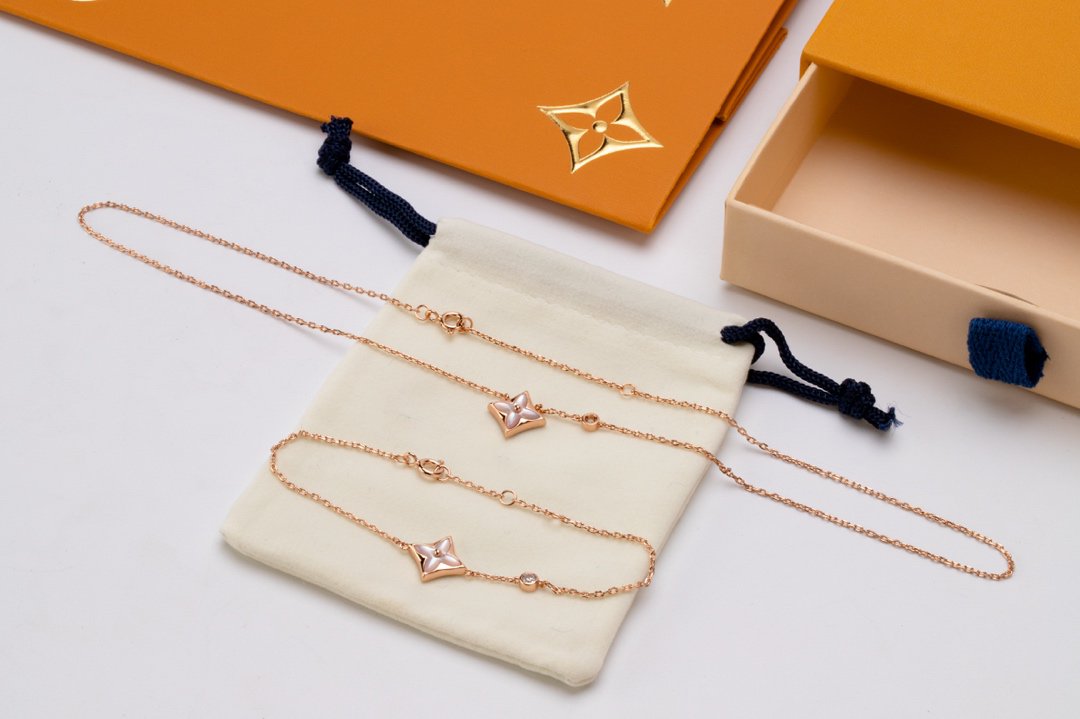 [Dawnora Jewelry]STAR PINK MOP 1 DIAMOND PINK GOLD NECKLACE