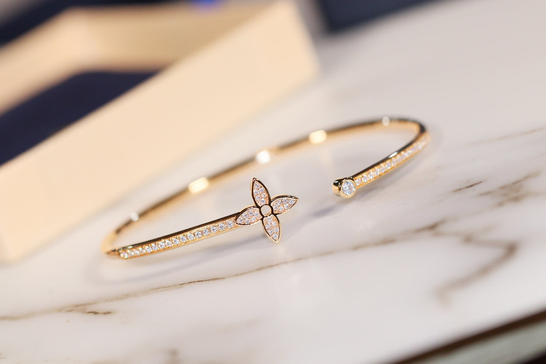 [Dawnora Jewelry]IDYLLE GOLD OPEN BRACELET DIAMOND PAVED