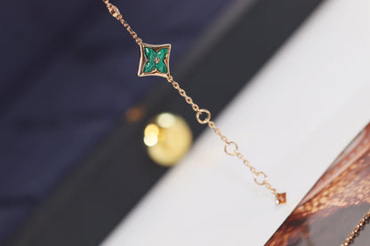 [Dawnora Jewelry]STAR AND SUN 4 MOTIF PINK GOLD MALACHITE BRACELET