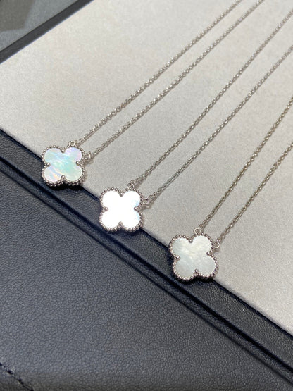 [Dawnora Jewelry]CLOVER MEDIUM SILVER WHITE MOP NECKLACE