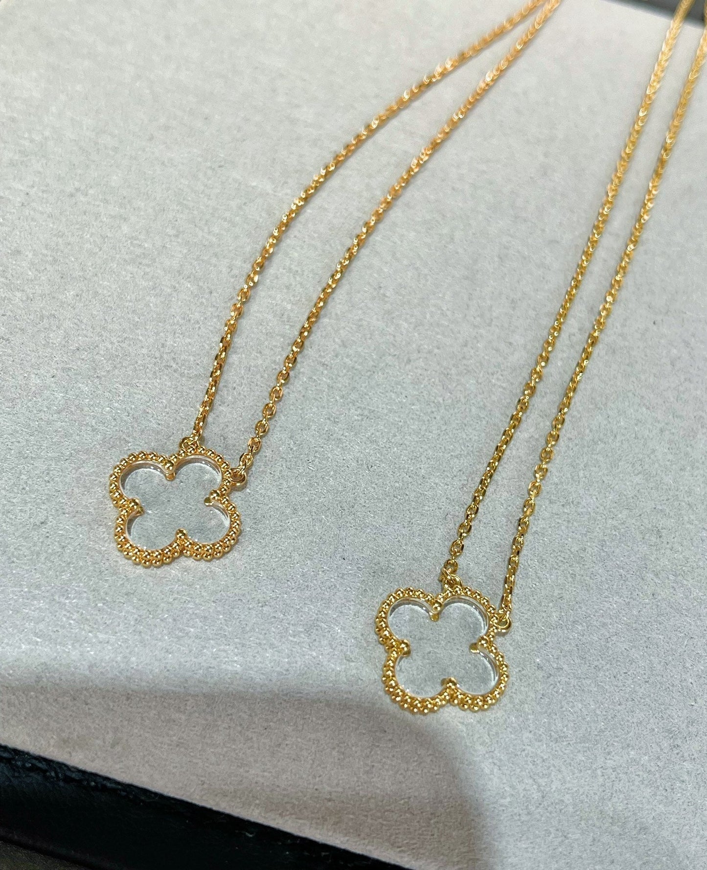 [Dawnora Jewelry]CLOVER ROCK CRYSTAL ROSE GOLD NECKLACE