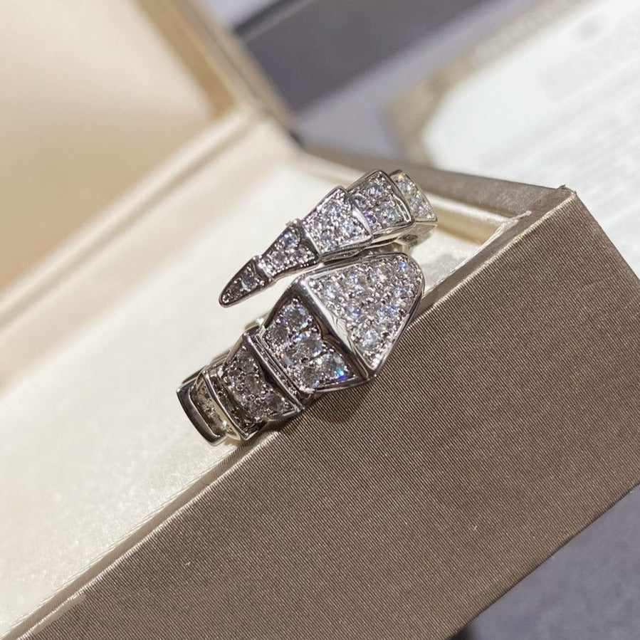 [Dawnora Jewelry]SERPENTI LARGE RING SILVER DIAMOND PAVED