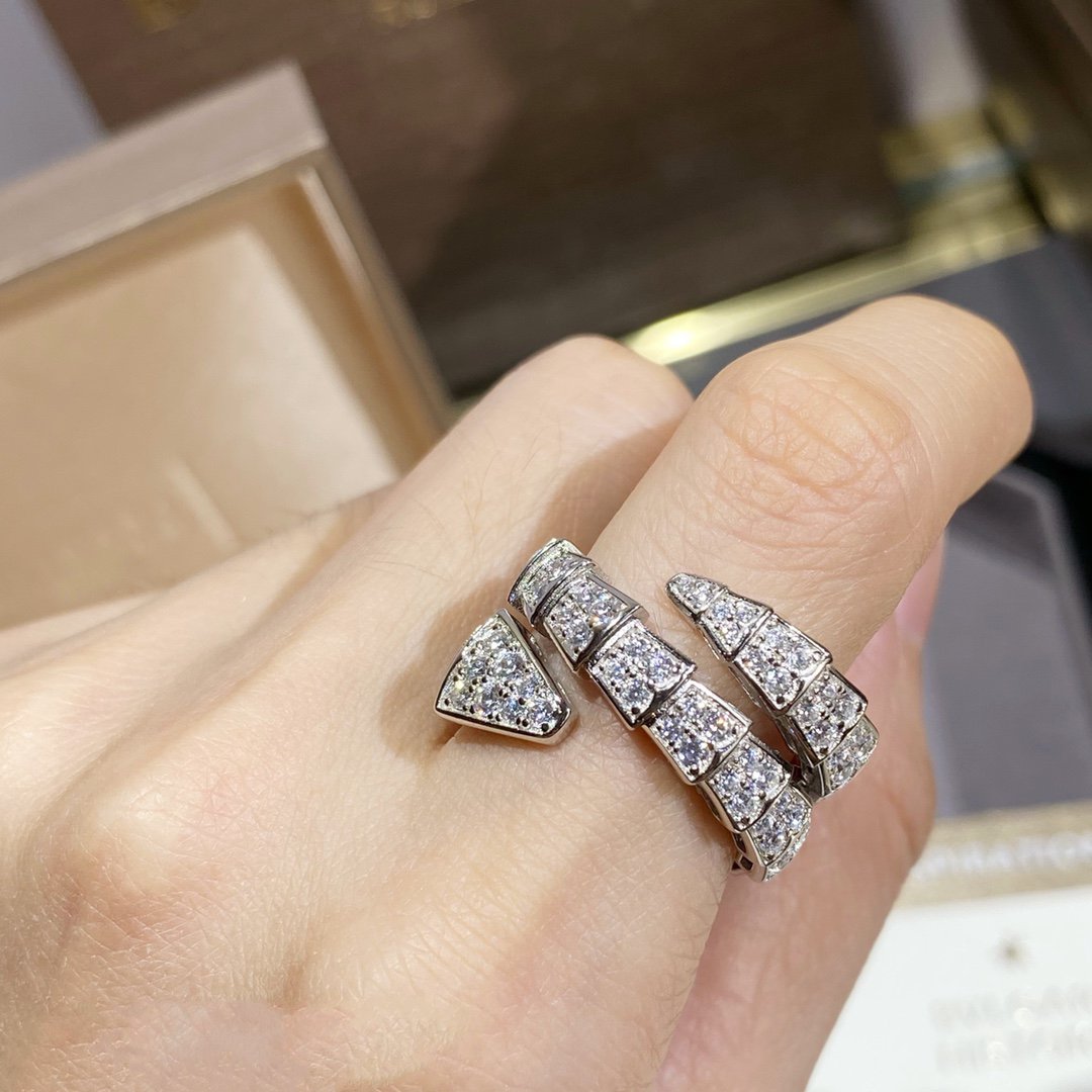 [Dawnora Jewelry]SERPENTI DOUBLE RING SILVER DIAMOND PAVED