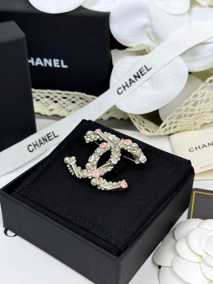 [Dawnora Jewelry]26C Pink-White Enamel Ice Cream Cone Double C Brooch