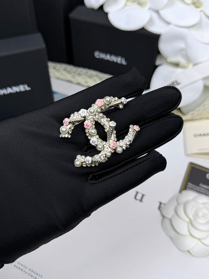 [Dawnora Jewelry]26C Pink-White Enamel Ice Cream Cone Double C Brooch