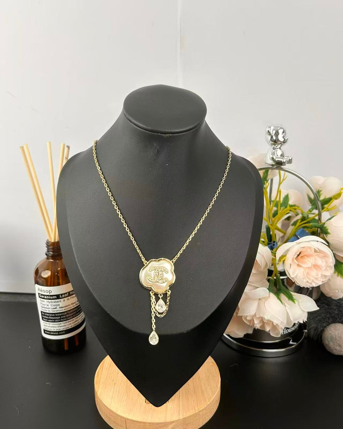 [Dawnora Jewelry]Cloud Pearl Mother-of-Pearl Diamond Chain Pendant Necklace
