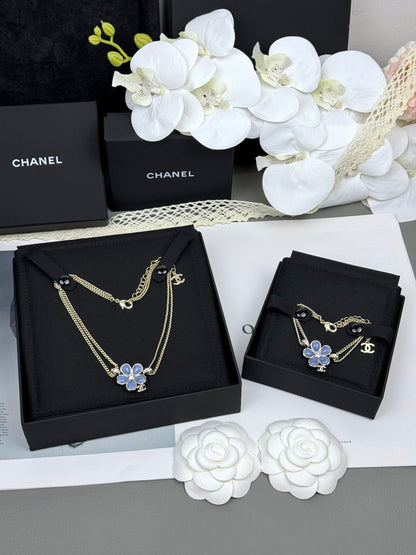 [Dawnora Jewelry]VOLTE New Blue Floral Double-Layer Bracelet