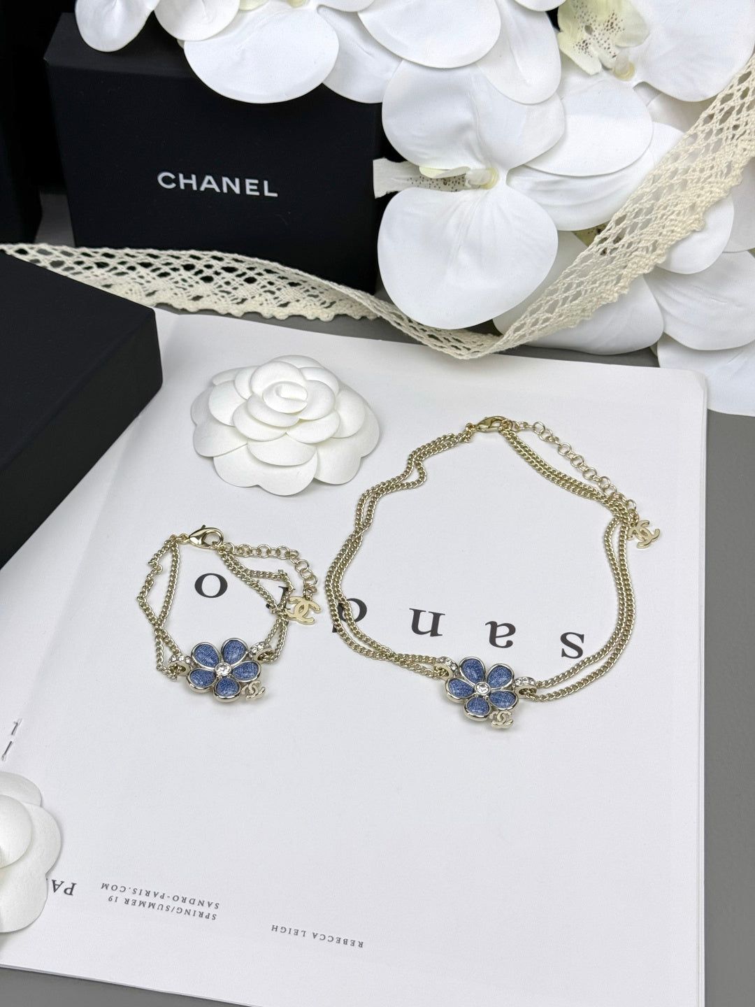 [Dawnora Jewelry]VOLTE New Blue Floral Double-Layer Bracelet