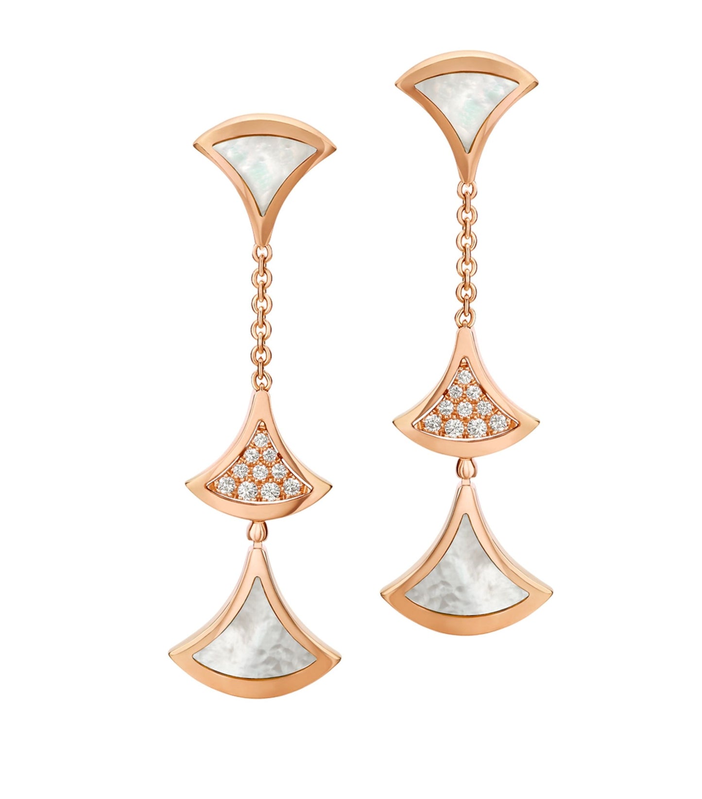 [Dawnora Jewelry]DREAM EARRINGS 3 MOTIFS DIAMOND MOP PINK GOLD