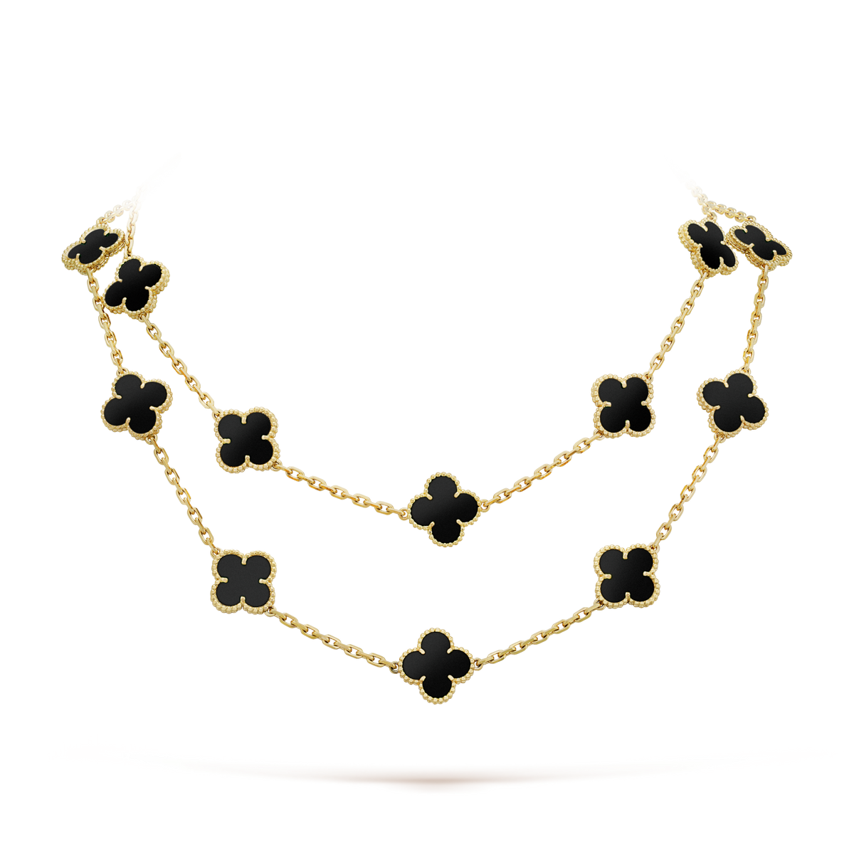 [Dawnora Jewelry]CLOVER 20 MOTIFS ONYX NECKLACE