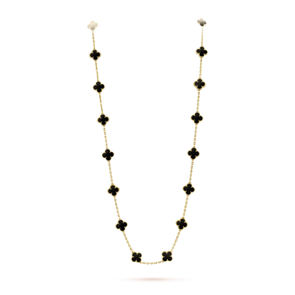 [Dawnora Jewelry]CLOVER 20 MOTIFS ONYX NECKLACE