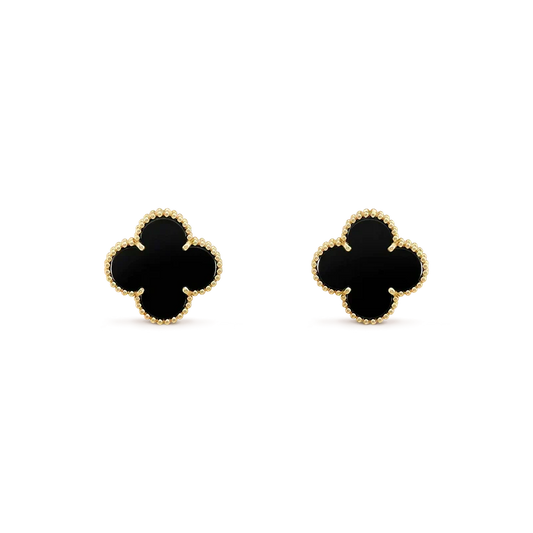 [Dawnora Jewelry]CLOVER MEDIUM 1 MOTIFS  ONYX STUD EARRINGS
