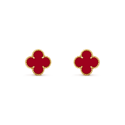 [Dawnora Jewelry]CLOVER MEDIUM 1 MOTIFS CARNELIAN  EARRINGS