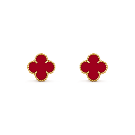 [Dawnora Jewelry]CLOVER MEDIUM 1 MOTIFS CARNELIAN  EARRINGS