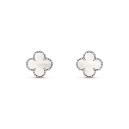 [Dawnora Jewelry]CLOVER MEDIUM 1 MOTIFS  WHITE MOP EARRINGS SILVER