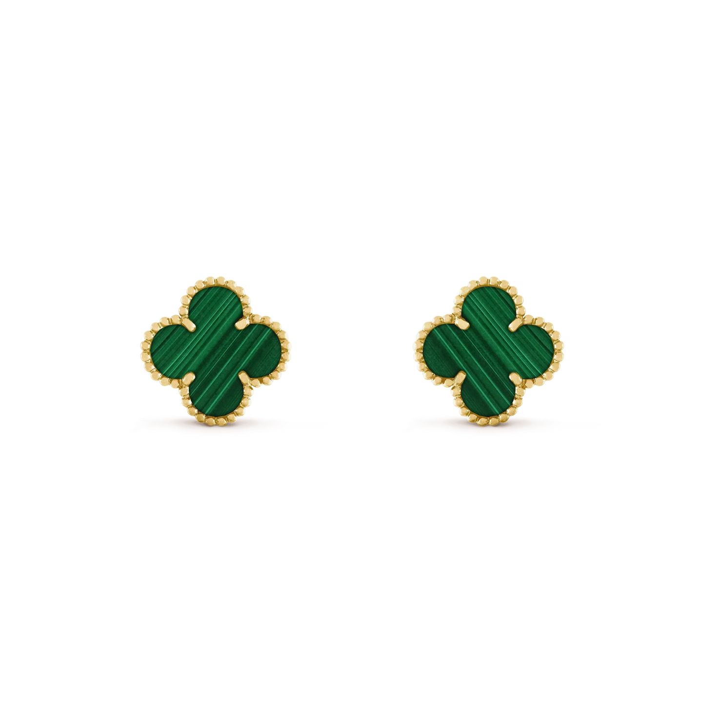 [Dawnora Jewelry]CLOVER MEDIUM 1 MOTIFS MALACHITE  EARRINGS
