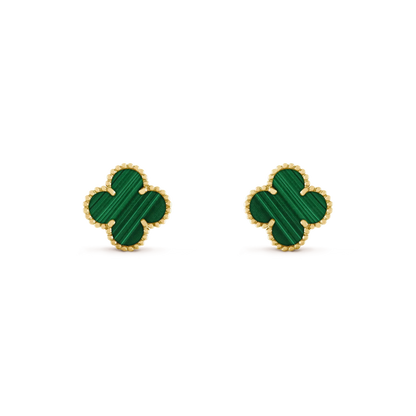 [Dawnora Jewelry]CLOVER MEDIUM 1 MOTIFS MALACHITE  EARRINGS