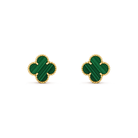 [Dawnora Jewelry]CLOVER MEDIUM 1 MOTIFS MALACHITE  EARRINGS
