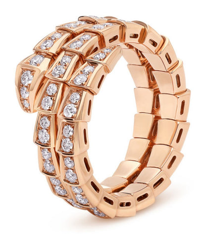 [Dawnora Jewelry]SERPENTI RING PINK GOLD DIAMOND DOUBLE ROW