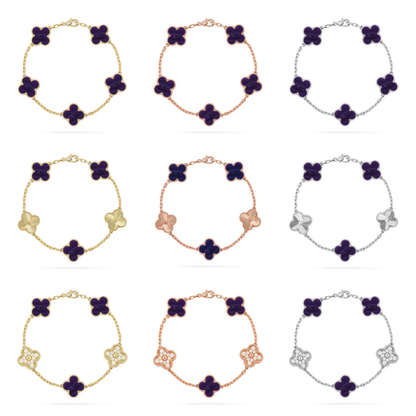[Dawnora Jewelry]CLOVER 5 MOTIF PURPLE STRIPES BRACELET COLLECTION