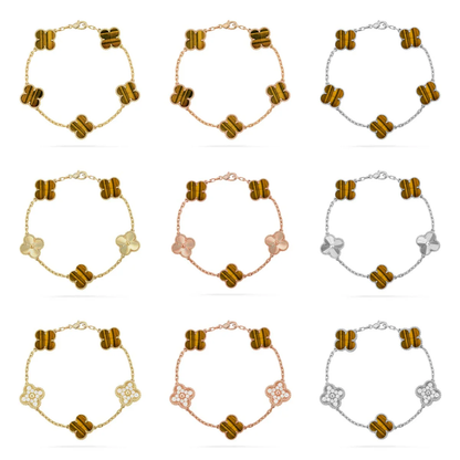 [Dawnora Jewelry] CLOVER 5 MOTIFS TIGER EYE BRACELET COLLECTION