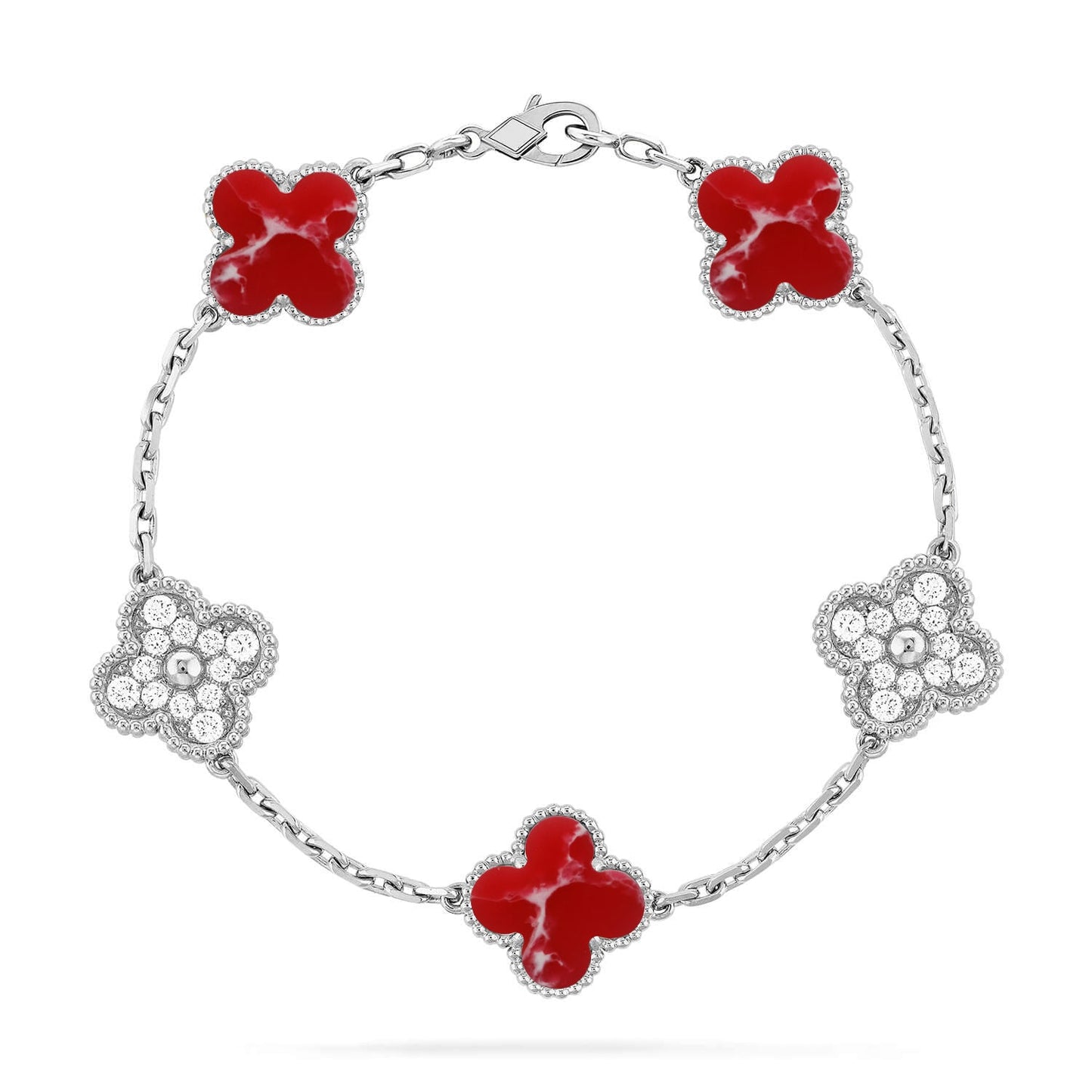 [Dawnora Jewelry]CLOVER 5 MOTIF RED PATTERN BRACELET COLLECTION