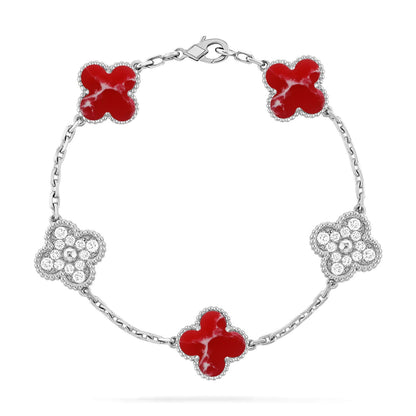[Dawnora Jewelry]CLOVER 5 MOTIF RED PATTERN BRACELET COLLECTION