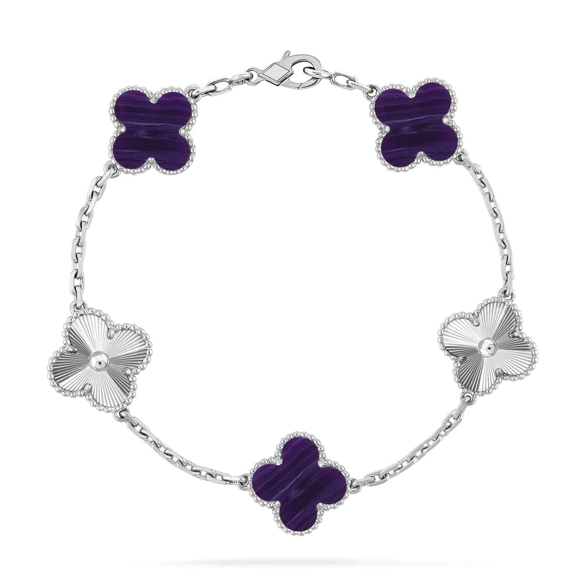[Dawnora Jewelry]CLOVER 5 MOTIF PURPLE STRIPES BRACELET COLLECTION