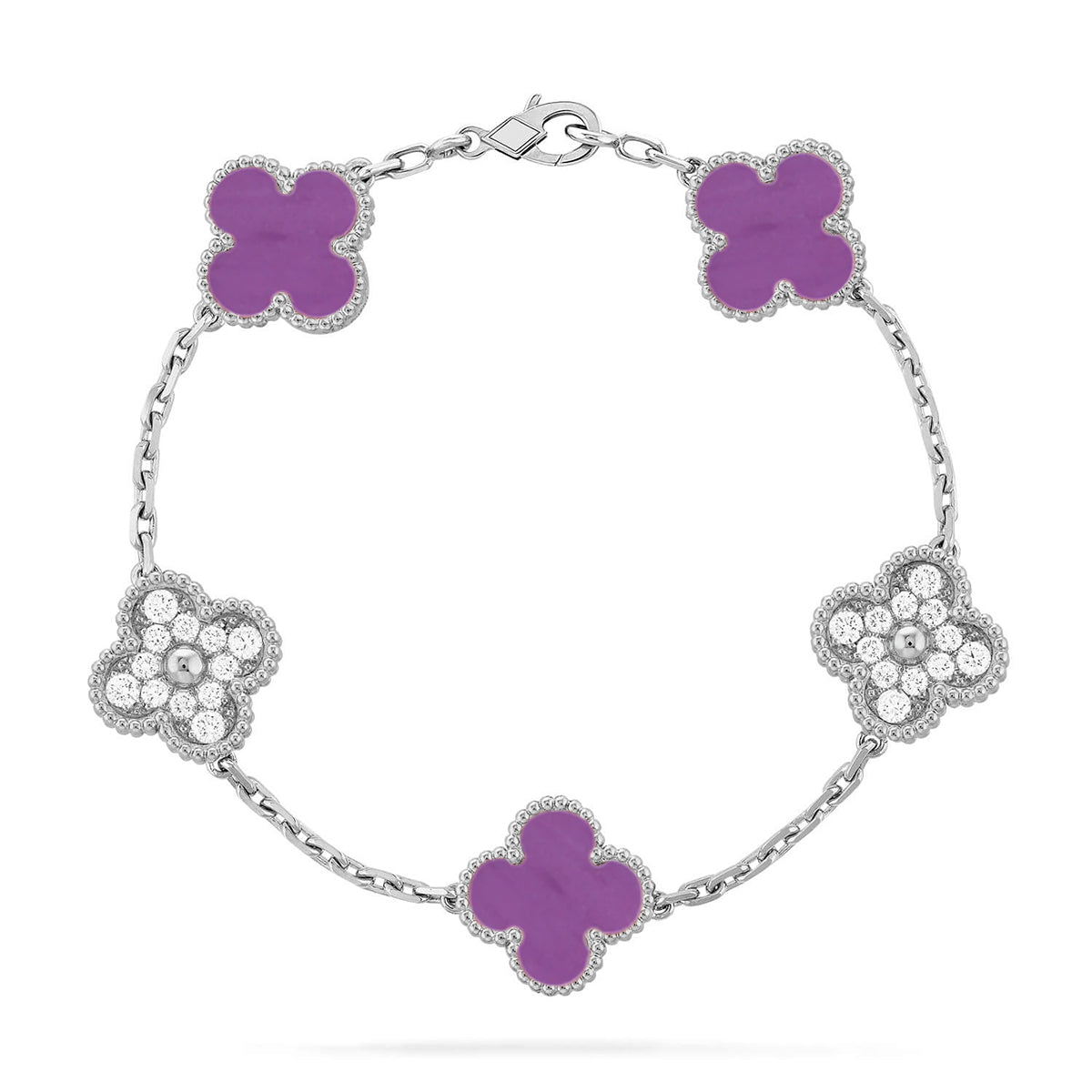 [Dawnora Jewelry] CLOVER 5 MOTIF VIOLET BRACELET COLLECTION