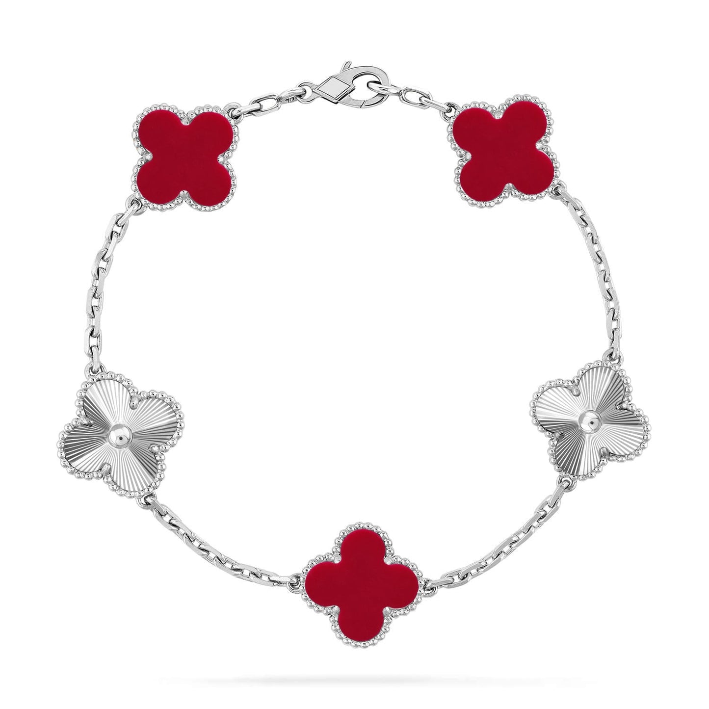 [Dawnora Jewelry] CLOVER 5 MOTIF RED CORNELIAN BRACELET COLLECTION