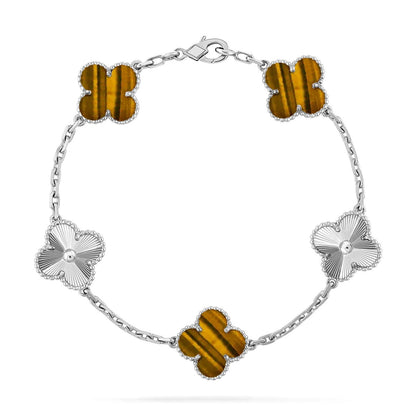 [Dawnora Jewelry] CLOVER 5 MOTIFS TIGER EYE BRACELET COLLECTION