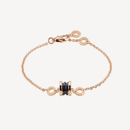 [Dawnora Jewelry]ZERO 1 SOFT PINK GOLD AND BLACK CERAMIC BRACELET