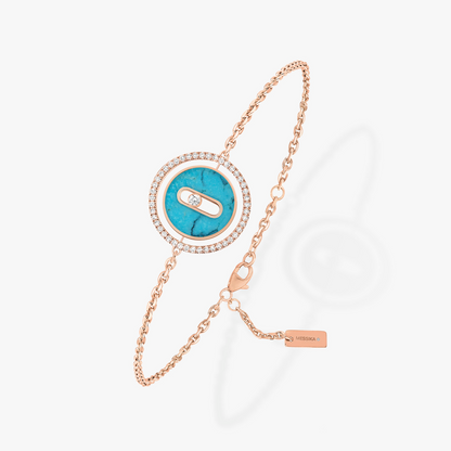 [Dawnora Jewelry]LUCKY MOVE TURQUOISE PINK GOLD DIAMOND BRACELET(Adjustable)