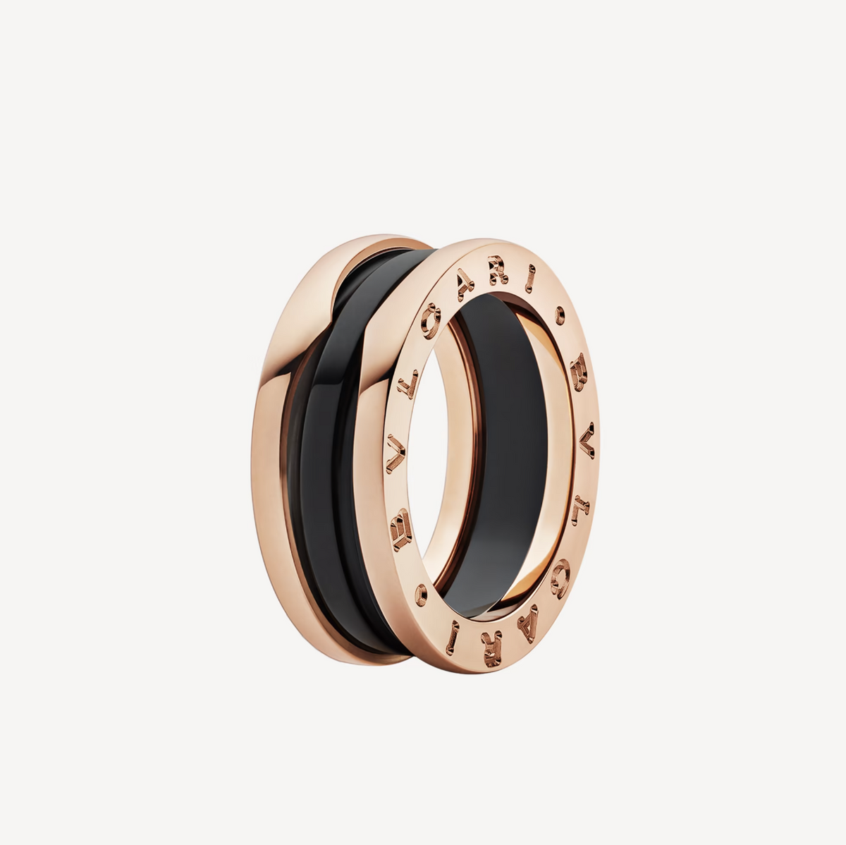 [Dawnora Jewelry]ZERO 1 TWO-BAND LOOPS AND BLACK CERAMIC PINK GOLD RING
