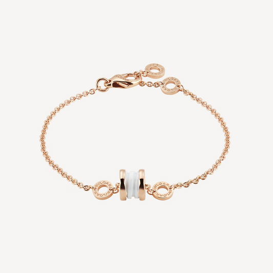 [Dawnora Jewelry]ZERO 1 SOFT PINK GOLD AND WHITE CERAMIC BRACELET