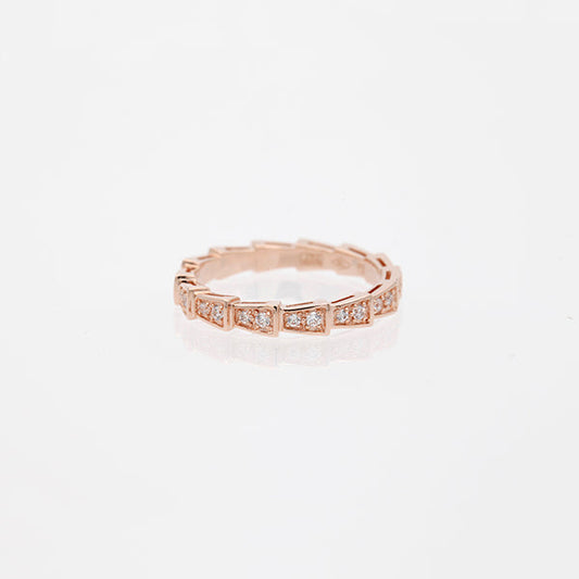 [Dawnora Jewelry]SERPENTI RING PINK GOLD DIAMOND PAVED 3MM