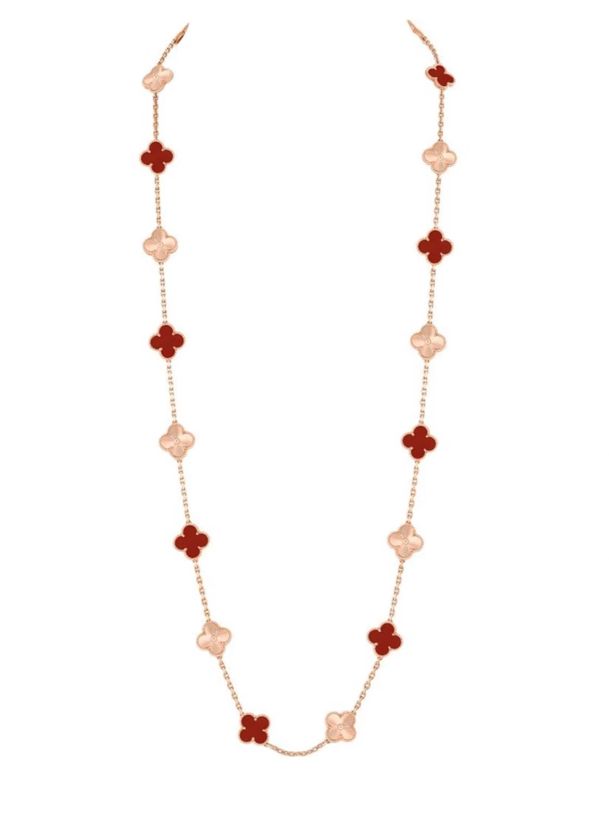[Dawnora Jewelry]CLOVER 20 MOTIFS LASER CARNELIAN NECKLACE