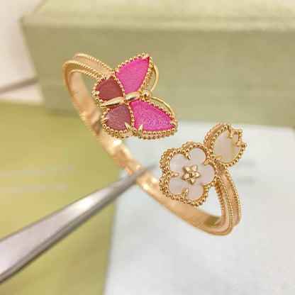 [Dawnora Jewelry]ROSE QUARTZ THREE‑IN‑ONE BUTTERFLY BRACELET