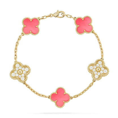 [Dawnora Jewelry] CLOVER 5 MOTIFS  PINK MOP BRACELET COLLECTION