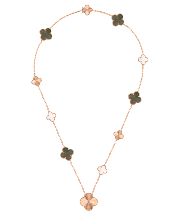 [Dawnora Jewelry]DETACHABLE CLOVER 15(11+4) FLOWER SILVER NECKLACE SET