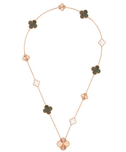 [Dawnora Jewelry]DETACHABLE CLOVER 15(11+4) FLOWER SILVER NECKLACE SET