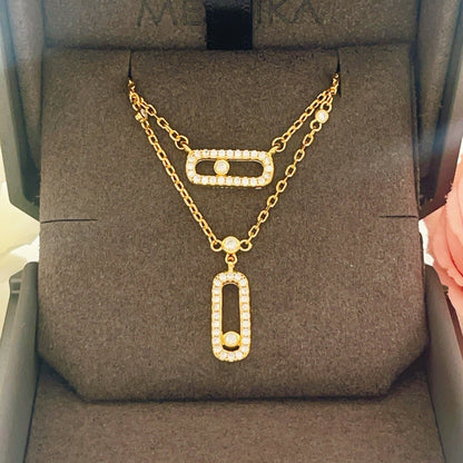 [Dawnora Jewelry]MOVE 2 ROW DIAMOND NECKLACE