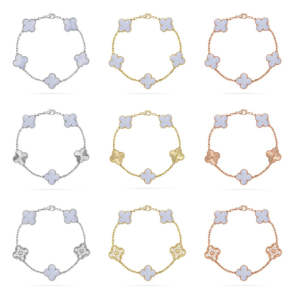 [Dawnora Jewelry] CLOVER 5 MOTIF PURPLE CHALCEDONY BRACELET COLLECTION