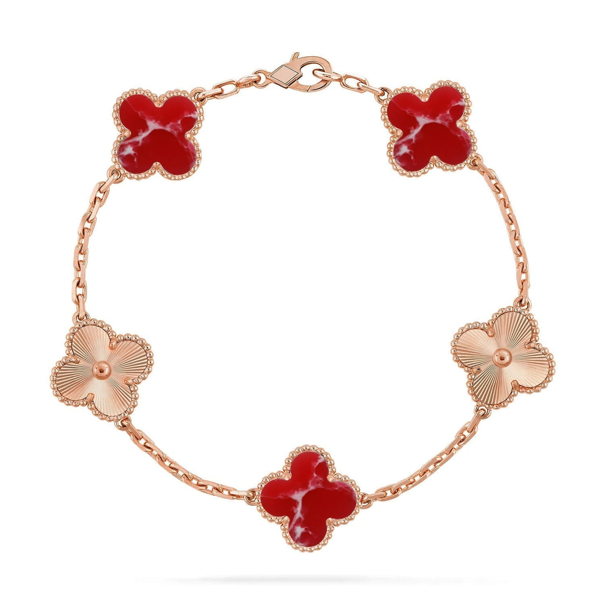 [Dawnora Jewelry]CLOVER 5 MOTIF RED PATTERN BRACELET COLLECTION
