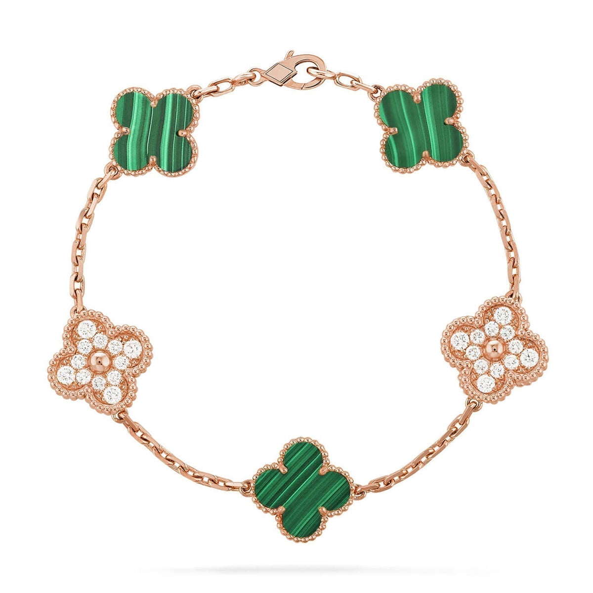 [Dawnora Jewelry] CLOVER 5 MOTIF MALACHITE BRACELET COLLECTION