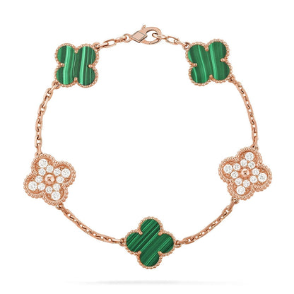 [Dawnora Jewelry] CLOVER 5 MOTIF MALACHITE BRACELET COLLECTION