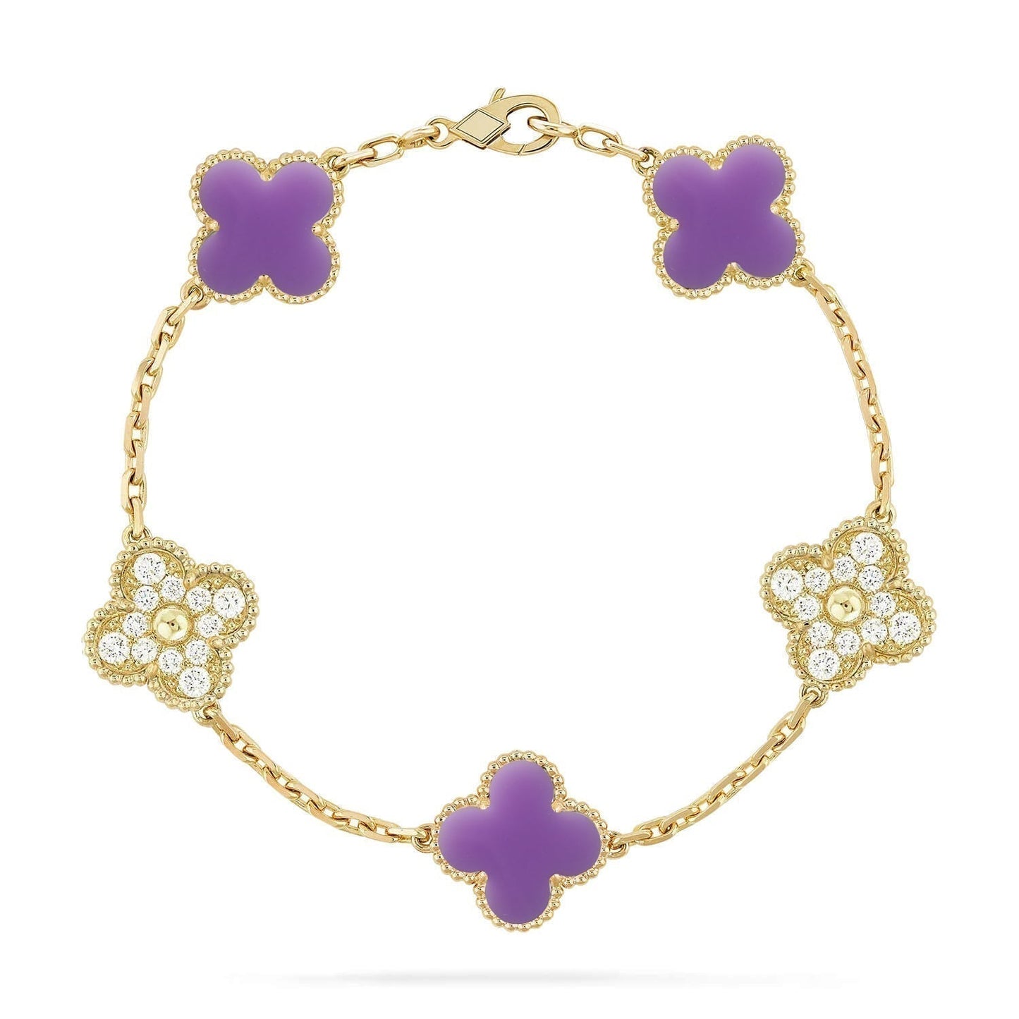 [Dawnora Jewelry]CLOVER 5 MOTIF LIGHT PURPLE BRACELET COLLECTION