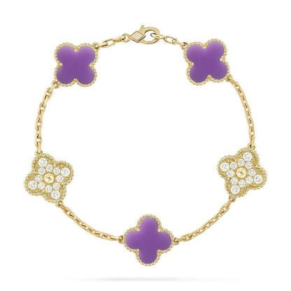 [Dawnora Jewelry]CLOVER 5 MOTIF LIGHT PURPLE BRACELET COLLECTION