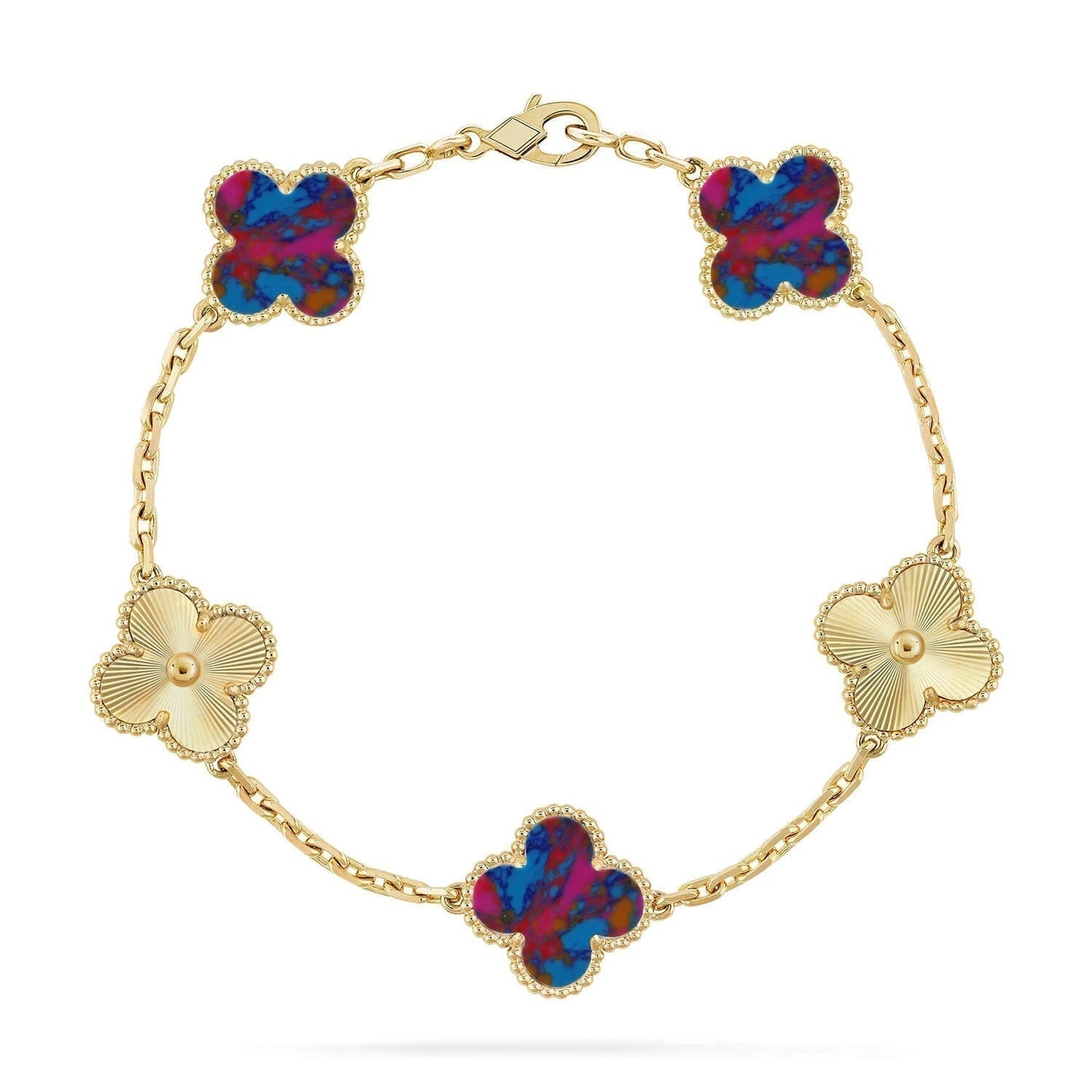 [Dawnora Jewelry]CLOVER 5 MOTIF COLOR GEMSTONES BRACELET COLLECTION